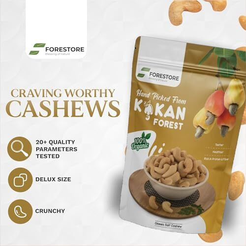 Salted Cashew Nuts - Premium Roasted And Salted Cashews With Rich, Buttery Flavor And Crunchy Texture Kokan Kaju Healthy Snacks - Lightly Salted Cashew Dry Fruits For A Perfect Savory And Sweet Snack (500 Gm)