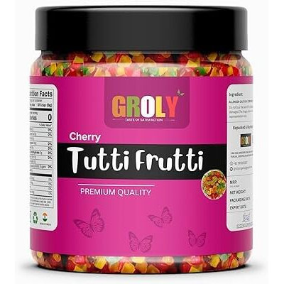 Groly Organic Tutti Frutti For Cake 400 Gm | Tuti Fruti | Cherries | Cherry (400G)