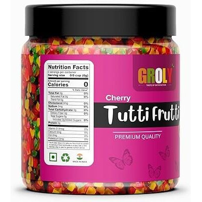 Groly Organic Tutti Frutti For Cake 400 Gm | Tuti Fruti | Cherries | Cherry (400G)