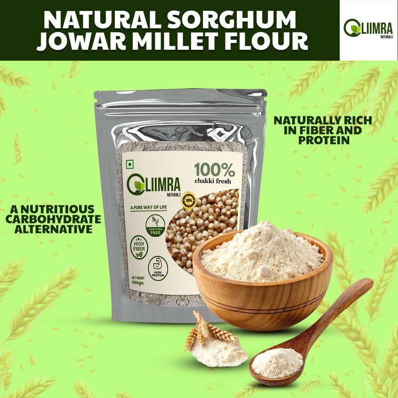Liimra Naturals Sorghum Jowar Millet Flour - High Fiber, Protein-Packed, Low Gi, Gluten-Free,Mineral Rich,100% Chakki Fresh Flour (250 Gram)
