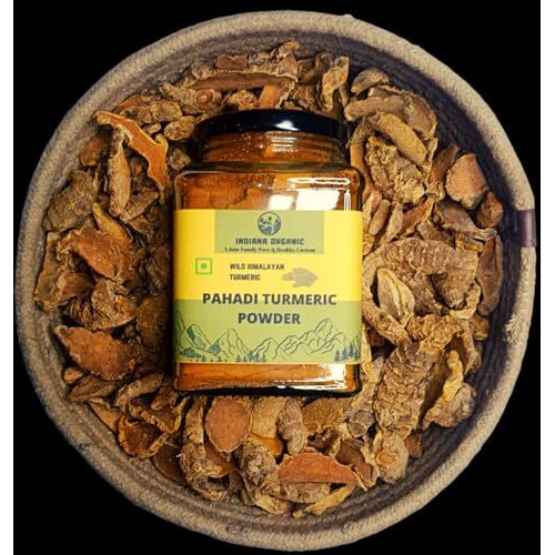 Indiana Organic Pahadi Wild Turmeric Powder Haldi Powder | 200 Gram | High Curcumin & Oil Content | Unprocessed And Organic Haldi Powder | Sourced Fromkumaon Hills, Uttarakhand | Chemical-Free | Freshly Ground Packed On Order