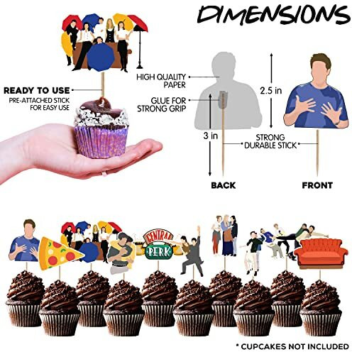 Zyozique Friend Theme 10 Pcs Cup Cake Topper-Friends Party Decorations,Birthday Party Supplies-Cup Cake Topper (Pack Of 10)