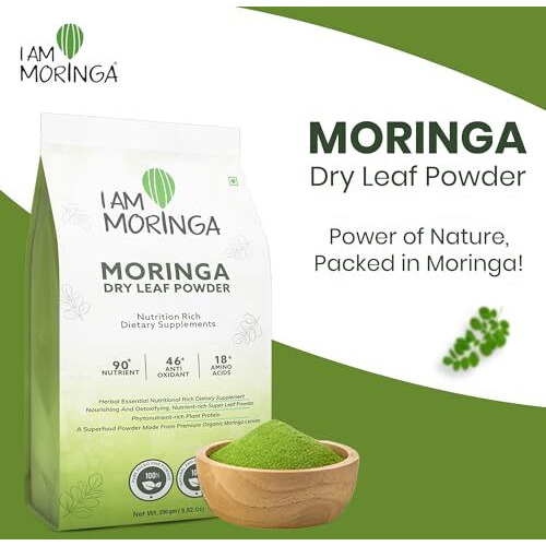 I Am Moringa Moringa Powder 250Gm, 100% Natural Drumstick Leaf Powder Good For Skin, Hair Healthy Plant Based Protein Powder With No Chemicals And Preservatives