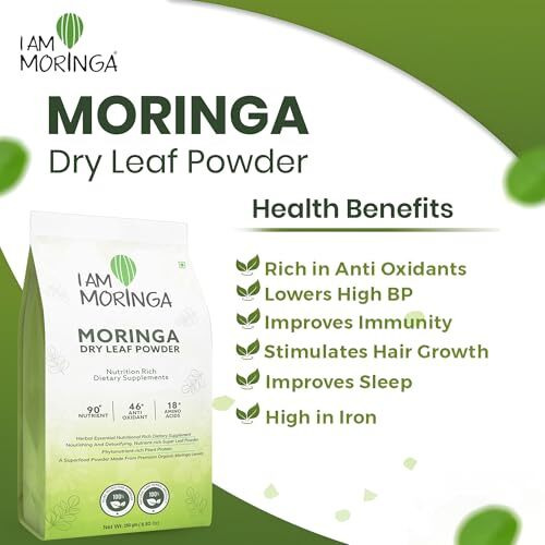 I Am Moringa Moringa Powder 250Gm, 100% Natural Drumstick Leaf Powder Good For Skin, Hair Healthy Plant Based Protein Powder With No Chemicals And Preservatives