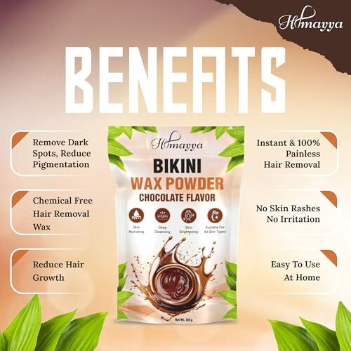 Himayya Bikini Powder Wax For Womens Chocolate Flavour | 10-Min Painless Hair Removal Wax Powder For Women,S For Legs, Arms & Bikini Area | Herbal Wax Powder For Women,S With No Harmful Chemicals, No Irritation, No Skin Rashes - 120 Gm  Pack 3