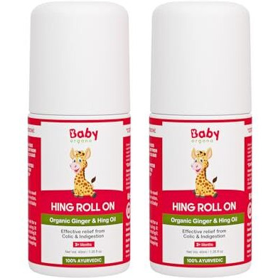 Babyorgano Hing Roll-On Tummy Relief For Newborns | Colic, Indigestion & Gas Relief With Organic Ginger & Hing Oil | Ayurvedic, Preservative-Free Formula | 40Ml Combo Pack (40Ml X 2)