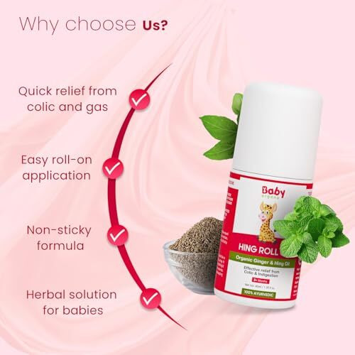 Babyorgano Hing Roll-On Tummy Relief For Newborns | Colic, Indigestion & Gas Relief With Organic Ginger & Hing Oil | Ayurvedic, Preservative-Free Formula | 40Ml Combo Pack (40Ml X 2)