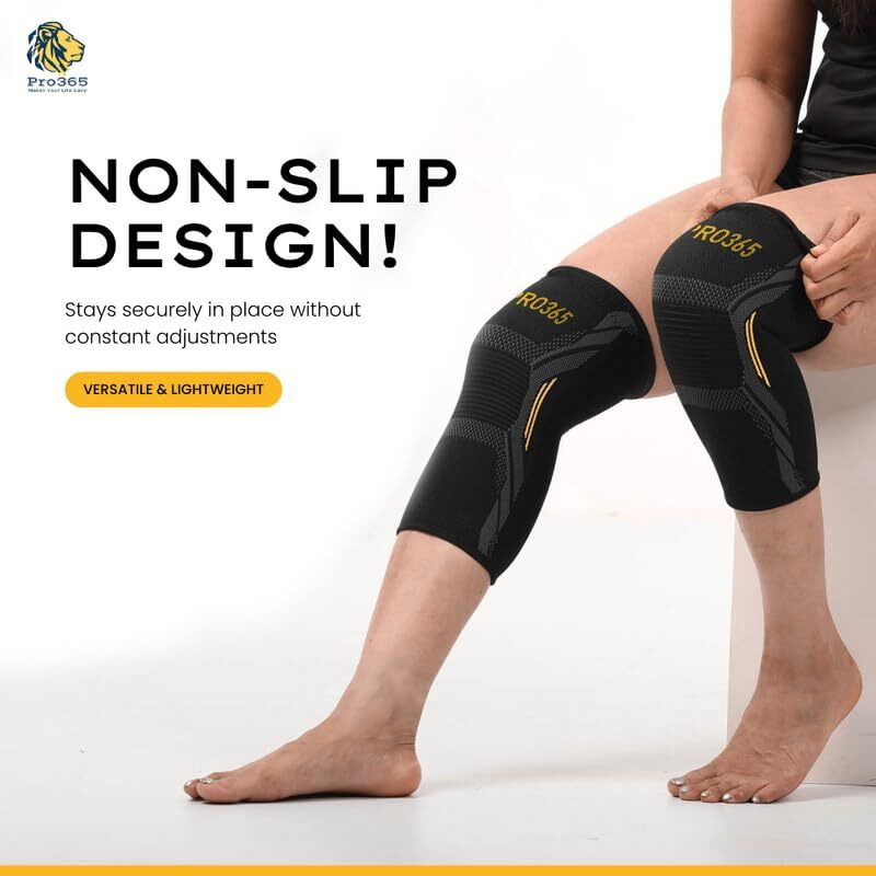 Pro365 Premium Gym Knee Cap, Advanced Knee Pain Relief Brace, Supportive Knee Guard, Stretchable Knee Pad And Protective Knee Band For Men & Women- Large