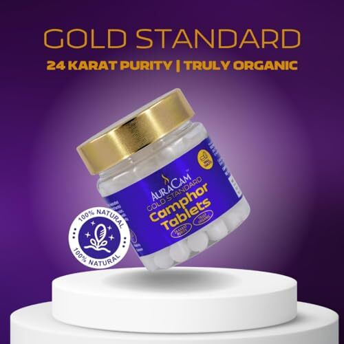 Auracam Gold Standard Camphor Tablets For Puja, Meditation, Spirituality/Kapooram Tablets For Puja/Camphor/Pure & Pleasant Fragrance Kapoor - (Small, Pack Of 1, 250 Grams)