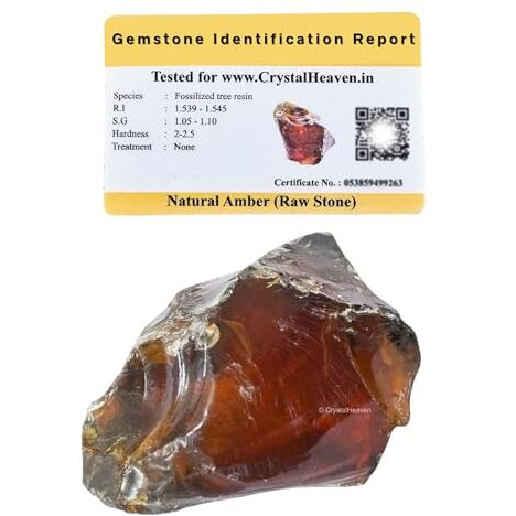 Crystal Heaven Certified Amber Healing Rough Stone,Natural Raw For Manifestation,Meditation And Reiki Healing(2 Pieces)