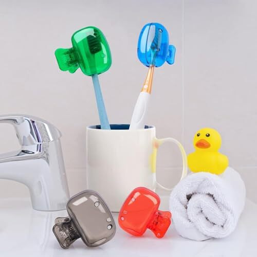 Belaya Toothbrush Head Cover Set - Tooth Brush Holder For Bathroom Hygiene - Plastic Container Protectors - Fits Most Standard Tooth Brushes - 4-Pack