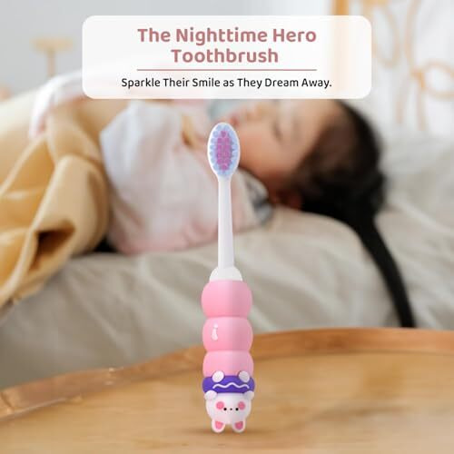 Staranddaisy Baby Tooth Brush/Toothbrush 1 Year + Kids With Soft And Fluffy 10000 Gentle Bristles, 80 Micron Split-Beam Bristle, Non-Slip Comfortable Dinosaur Handle (Teddy-Yellow)
