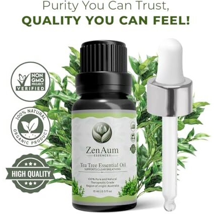 Zenaum Essences 100% Pure Tea Tree Essential Oil | Antibacterial & Skin Healing | Acne, Scalp & Hair Care | Aromatherapy & Massage Use | Gmp, Ifra, Iso Certified- 15Ml