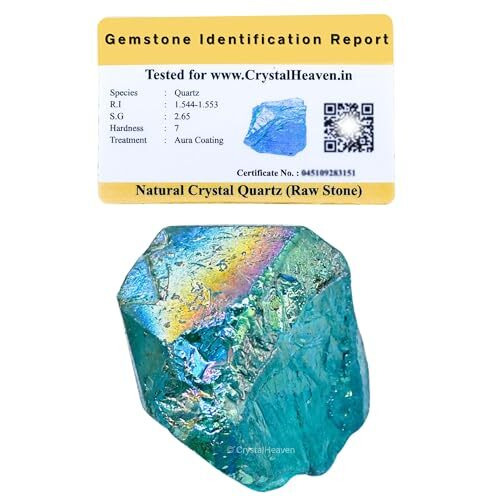 Crystal Heaven Certified Aqua Aura Quartz Healing Rough Stone,Natural Raw Crystals For Manifestation,Meditation And Reiki Healing(2 Pieces)