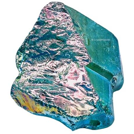 Crystal Heaven Certified Aqua Aura Quartz Healing Rough Stone,Natural Raw Crystals For Manifestation,Meditation And Reiki Healing(2 Pieces)