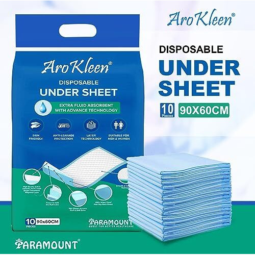 Arokleen Premium Disposable Bed Underpads Large 90X60 Cm I 50 Units I Waterproof I Protects Surfaces From Incontinence I Super Soft Polymer Pack Of 5