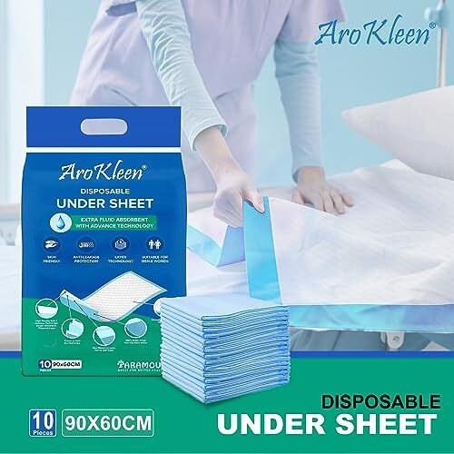 Arokleen Premium Disposable Bed Underpads Large 90X60 Cm I 50 Units I Waterproof I Protects Surfaces From Incontinence I Super Soft Polymer Pack Of 5