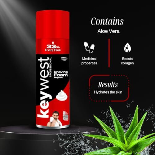 Keywest Regular Pre Shaving Foam For Men 482Gm (33% Extra Free) | Shave Foam For Men All Skin Types | More Than 120 Shaves | Enriched With Tea Tree Oil, Vitamin E & Aloe Vera