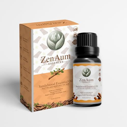 Zenaum Essences 100% Pure Sandalwood Essential Oil | Premium Grade | Deep Hydration & Relaxation | Skin Glow, Meditation & Aromatherapy | Diffuser & Massage Use | Gmp, Ifra, Iso Certified- 15Ml
