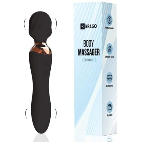 Brago Body Massager | Dual Head Massager | Pain Relief, Stress Relaxation | Dual 4D Motors, 24 Modes, Waterproof, Rechargeable (Duo Bliss - Black)