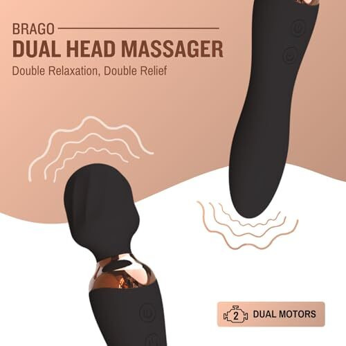 Brago Body Massager | Dual Head Massager | Pain Relief, Stress Relaxation | Dual 4D Motors, 24 Modes, Waterproof, Rechargeable (Duo Bliss - Black)