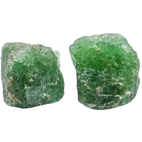 Crystal Heaven Certified Green Strawberry Quartz Healing Rough Stone,Natural Raw Crystals For Manifestation,Meditation And Reiki Healing(2 Pieces)