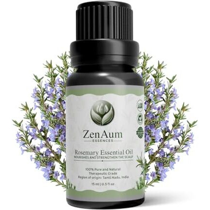 Zenaum Essences 100% Pure Rosemary Essential Oil | Stimulates Hair & Mental Clarity | Scalp Nourishment, Focus & Relaxation | Diffuser & Massage Use | Gmp, Ifra, Iso Certified- 15Ml