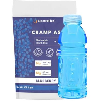 Electrofizz Zero-Sugar Electrolyte-Cramp Assault-Hydration Powder | Prevents & Relieves Muscle Cramps | Muscle Function & Electrolyte Balance | Added Coconut Water Powder- (15 Sticks, Blueberry)