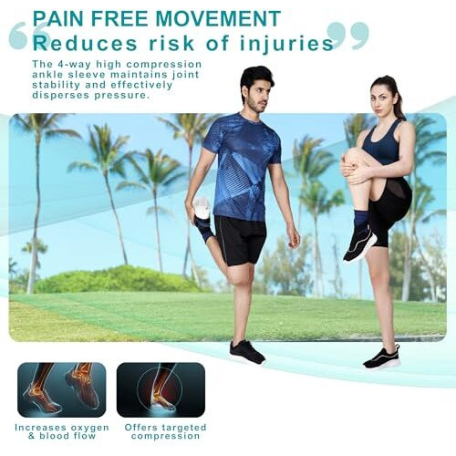 Dr Fitzy Neuro Ankle Binder Cap For Pain Relief, 3D Compression Neuropathy Socks With Ankle Belt Band, Ortho Leg Ankle Support For Men And Women, Orthopedic Foot Sleeve Brace With Anti Slip Grip (Blue, One Size)