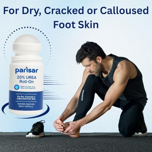 Parisar Pharma 20% Urea Cream Roll On For Dry & Cracked Foot, With 2% Lactic Acid, Olive Oil & Vitamin E | Cracked Heel Repair Cream | Foot Roll On For Happy Feet 50Ml (Pack Of 2)
