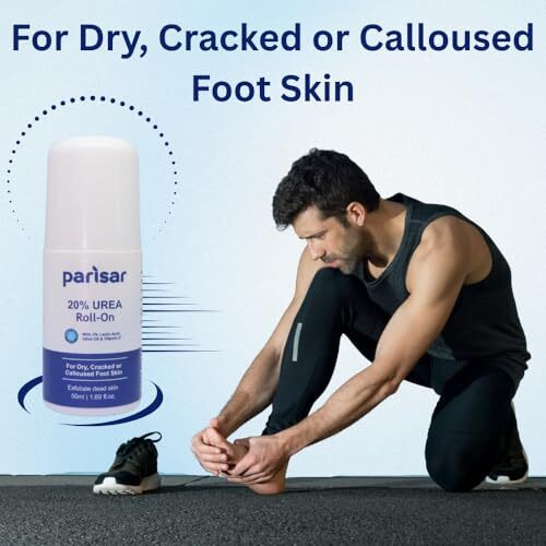 Parisar Pharma 20% Urea Cream Roll On For Dry & Cracked Foot, With 2% Lactic Acid, Olive Oil & Vitamin E | Cracked Heel Repair Cream | Foot Roll On For Happy Feet 50Ml (Pack Of 3)