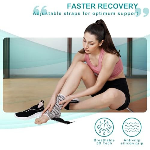 Dr Fitzy Neuro Ankle Binder Cap For Pain Relief, 3D Compression Neuropathy Socks With Ankle Belt Band, Ortho Leg Ankle Support Women And Men, Orthopedic Foot Sleeve Brace With Anti Slip Grip (Pink, One Size)