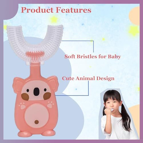 Safe-O-Kid- Silicone U Shaped Brush For Baby, Extra Safe, Oral Hygiene Teething/Gums With Attractive Case - Pink