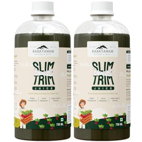 Rasayanam Slim Trim Juice For Healthy Weight Management - 750Ml Pack Of 2 | Improves Gut Health | Garcinia Cambogia, Aloe Vera, Harad, Amla, Moringa, Trikuta & 8 More Ayurvedic Herbs