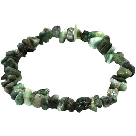 Certified Emerald Bracelet For Women Men With Healing Crystal And Reiki Stone - Beautiful Gemstone Beaded Bracelet For Balance, Harmony & Positive Energy (Chips Stone Beads)