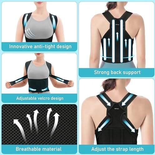 Coif Premium Back Brace Posture Corrector For Women And Men | Back Straight And Shoulder Support Belt | Full Adjustable Shoulder Straightener For Improving Back Posture, Relief For Upper And Lower Back, Lumbar, Neck, Shoulder Pain (Free Size)