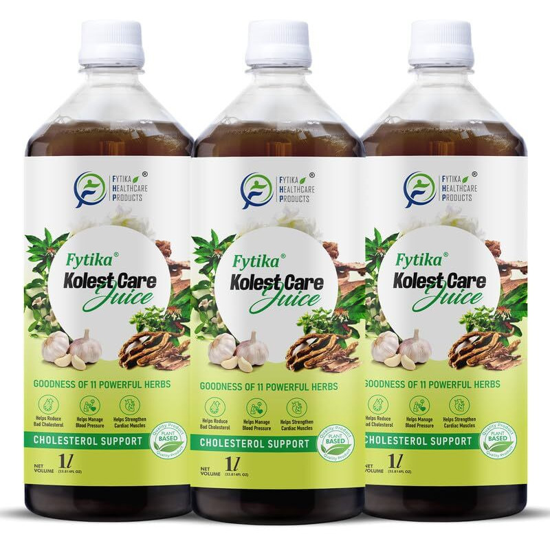 Fytika Kolest Care Juice  1L | 11 Ayurvedic Ingredients May Helps In Cholesterol Support | Arjunachhal, Shankhpushpi, Sarapgandha & Jatamansi | Authentic Ayurvedic Juice For Daily Use (Pack Of 3)
