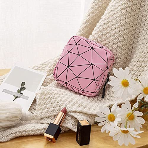 House Of Quirk Faux Leather Sanitary Napkin Storage Bag Menstrual Cup Pouch Portable Pads With Zipper Feminine Menstruation First Period Bags (Pack Of 3, Pink)