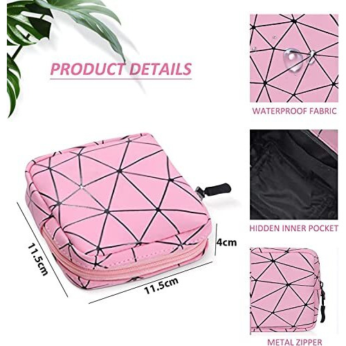 House Of Quirk Faux Leather Sanitary Napkin Storage Bag Menstrual Cup Pouch Portable Pads With Zipper Feminine Menstruation First Period Bags (Pack Of 3, Pink)