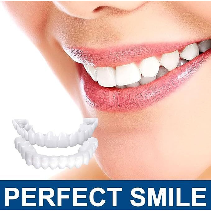 Veroflame Snap-On Instant Perfect Smile Veneers Comfortable Flex Fit Dentures For Top & Bottom| Tooth Cosmetic Cover Comfort Fit Flex Dentures For White Neat Smile