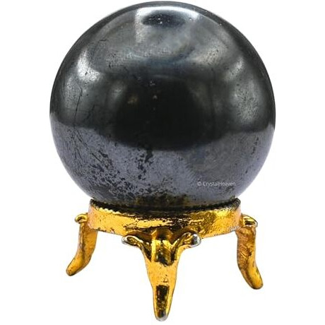 Certified Hematite Crystal Ball For Meditation - Premium Crystal Vastu Items For Home And Feng Shui Items For Good Luck - Ideal For Pooja Supplies And Spiritual Practices (1.5" Inch)