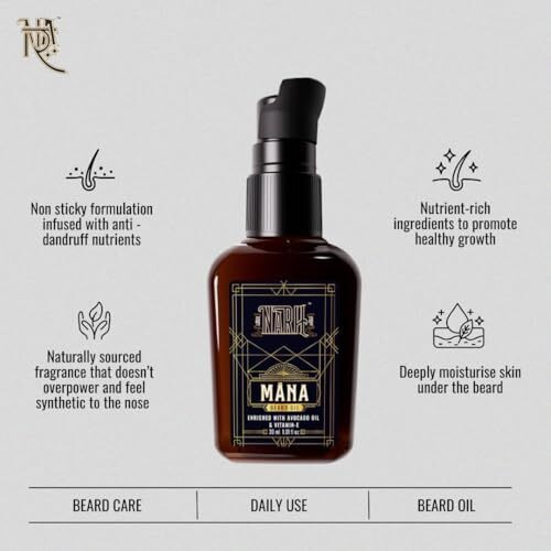 Narh Mana | Premium Beard Oil | All-Natural Grooming Oil With Oud Fragrance | Non-Sticky, Hydrating, Beard Nourishing Formula | Enriched With Jojoba, Avocado Oil & Vitamin E, 30Ml