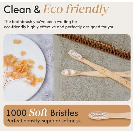 Neopfysi Bamboo Toothbrush | Eco-Friendly Wooden Handle | Biodegradable, Bpa-Free Bristles | Natural Compostable Oral Care For Adults | Sustainable & Stylish Toothbrush (Wooden, (Pack Of 8))