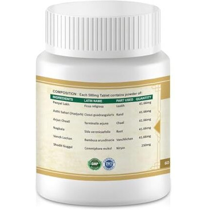 Jeena Sikho Asthi Purak Vati/Bone Health Tablets | Herbal Bone Strengthening Supplement | Naturally Blended With Ashwagandha, Arjun Chaal, And Peepal Lakh, 60 Tablets