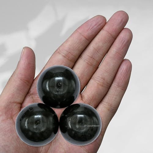 Certified Black Tourmaline Crystal Ball For Meditation - Premium Crystal Vastu Items For Home And Feng Shui Items For Good Luck - Ideal For Pooja Supplies And Spiritual Practices (1.5" Inch)