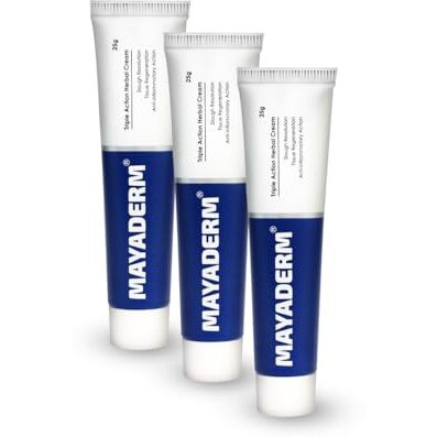 Mayaderm Multipurpose Herbal Cream 25G (Pack Of 3), Gentle & Chemical Free Triple Action Healing Cream, Ideal For First-Aid, Minor Cuts, Wounds & Burns