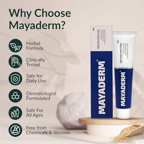 Mayaderm Multipurpose Herbal Cream 25G (Pack Of 3), Gentle & Chemical Free Triple Action Healing Cream, Ideal For First-Aid, Minor Cuts, Wounds & Burns