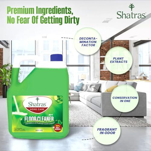 Shatras All In One Lavender & Green Lime Surface & Floor Cleaner - 5 Liter | Powerful 10X Cleaning Formula With Pleasant Fragrance | Kills 99% Germ | Suitable For All Floor Cleaner Mops (Pack Of 2)