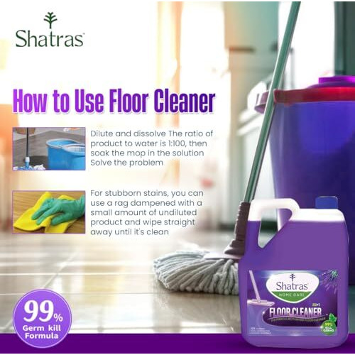 Shatras All In One Lavender & Green Lime Surface & Floor Cleaner - 5 Liter | Powerful 10X Cleaning Formula With Pleasant Fragrance | Kills 99% Germ | Suitable For All Floor Cleaner Mops (Pack Of 2)