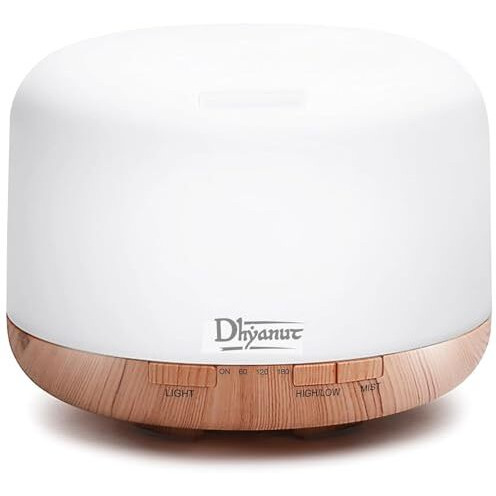Dhyanut 500Ml Premium, Essential Oil Diffuser, 5 In 1 Ultrasonic Aromatherapy Fragrant Oil Humidifier Vaporizer, Timer And Auto-Off Safety Protection Quiet Diffusers For Home Office Spa Yoga